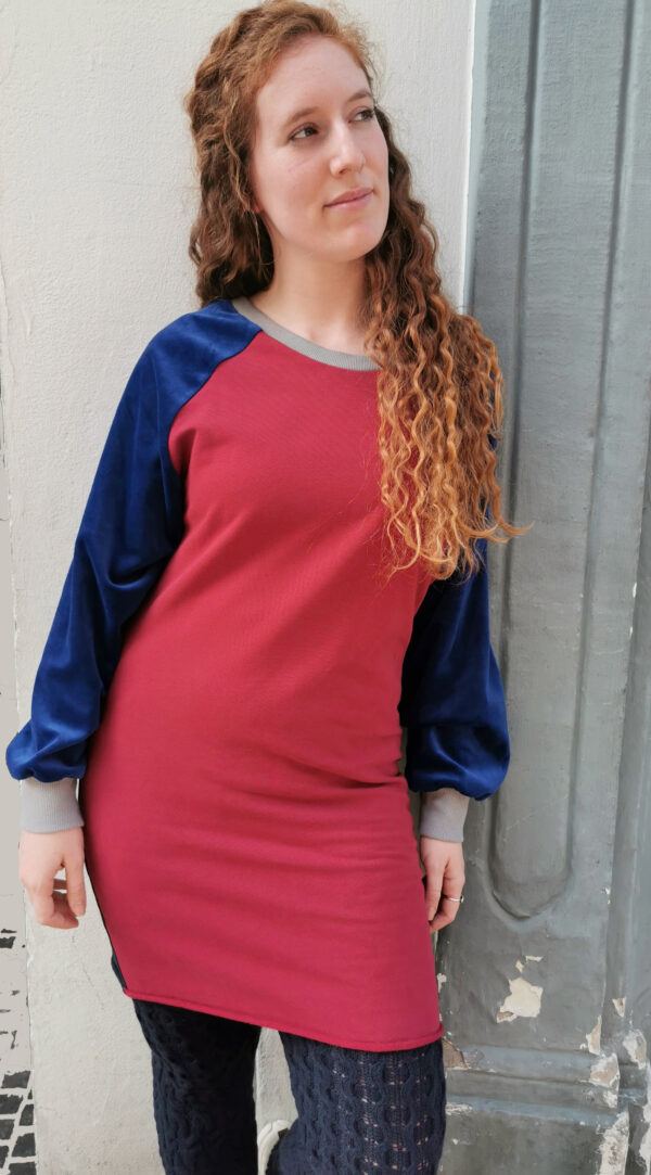 Kleid colourblocking blau/rot/grau